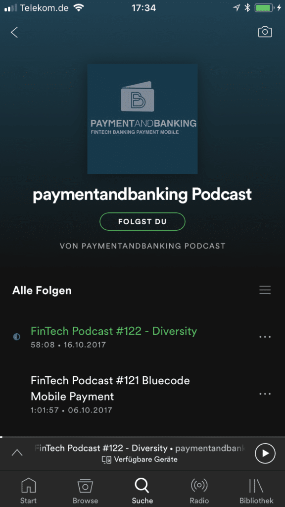 Paymentandbanking Podcast ab sofort auch auf spotify